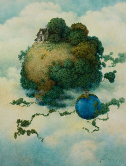 Jacek Szynkarczuk - Dom i studnia | olej na płycie | 80x60 cm | 2025 r.